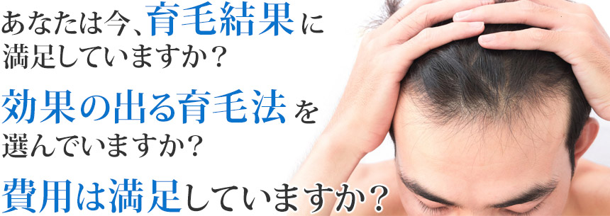 育毛効果に満足していますか？効果の出る育毛法を選んでいますか？費用は満足していますか？